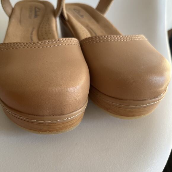 Clarks Women's Paizlee Bay Clog Style Block Heel Platform Sandals Tan Size 6 - Picture 10 of 12